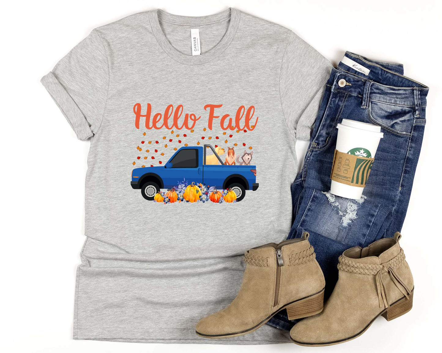 Hello Fall Tee, Autumn Graphic Shirt