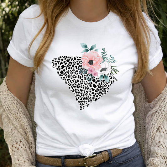 SOUTH CAROLINA State Leopard Print Floral Shirt