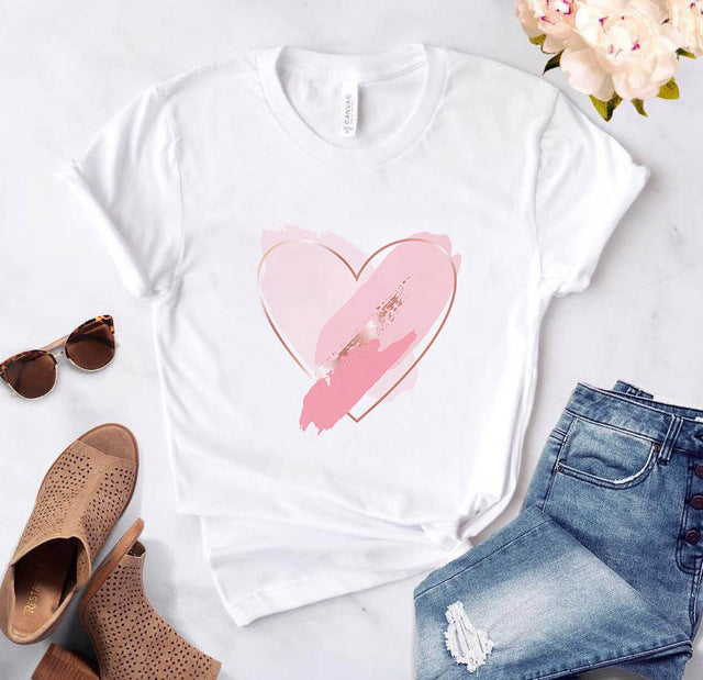 Heart flower print ladies T-shirt