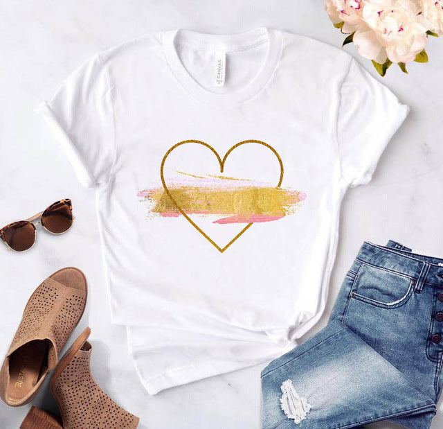 Heart flower print ladies T-shirt