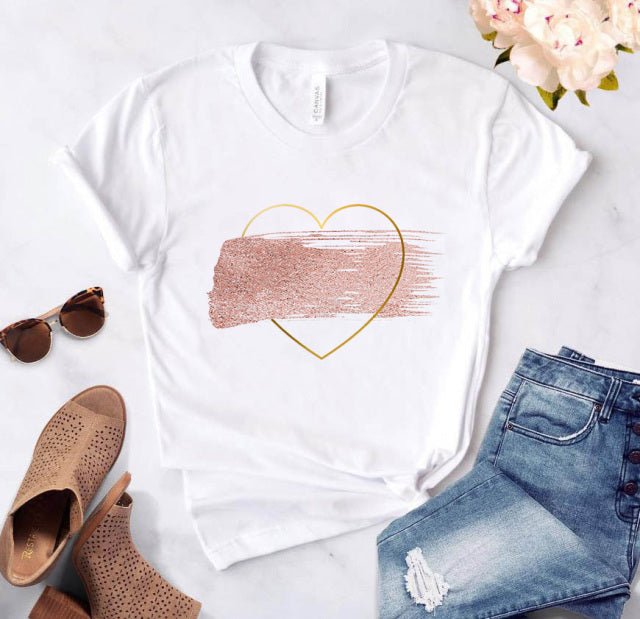 Heart flower print ladies T-shirt