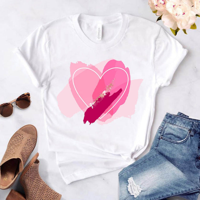 Heart flower print ladies T-shirt