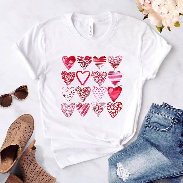 Heart flower print ladies T-shirt