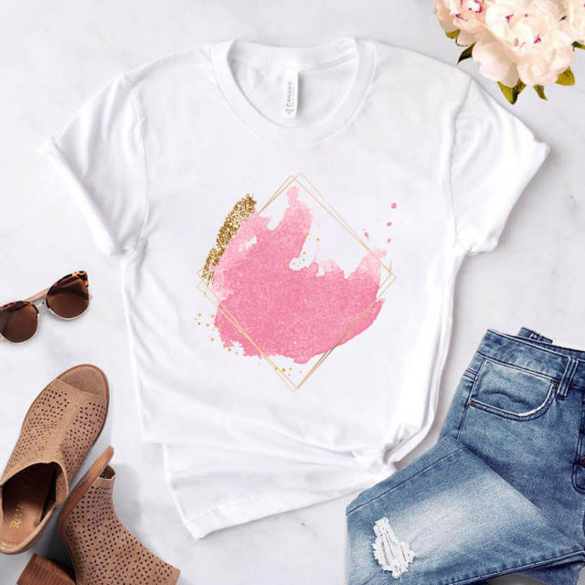 Heart flower print ladies T-shirt