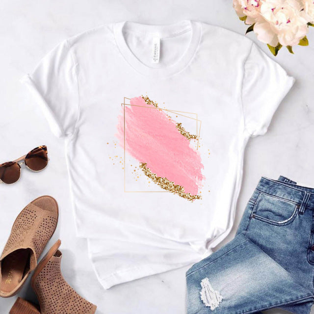 Heart flower print ladies T-shirt