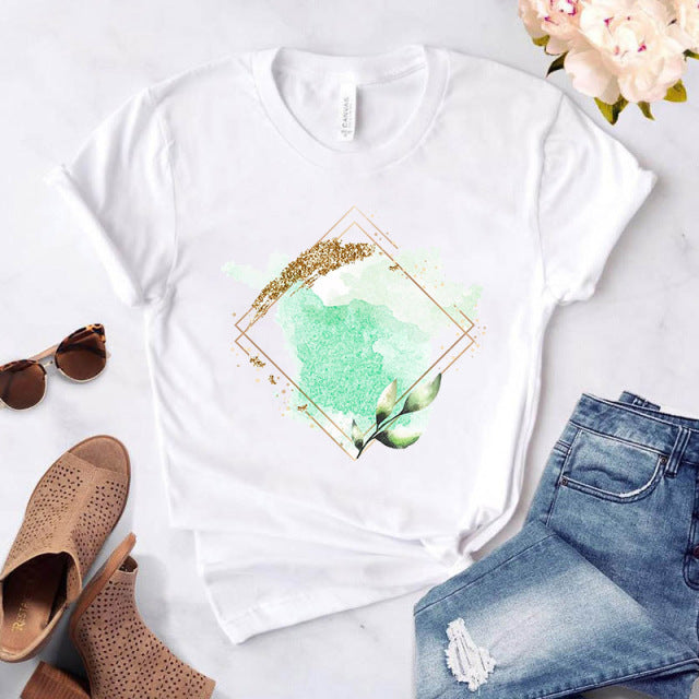 Heart flower print ladies T-shirt