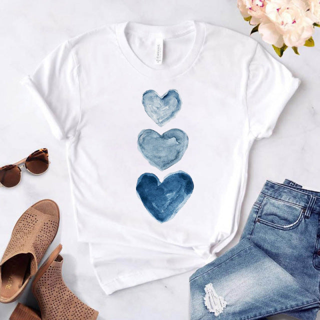 Heart flower print ladies T-shirt