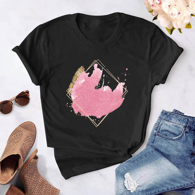 Heart flower print ladies T-shirt